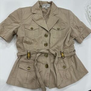 Sharagano Tan Short-Sleeve Utility Jacket